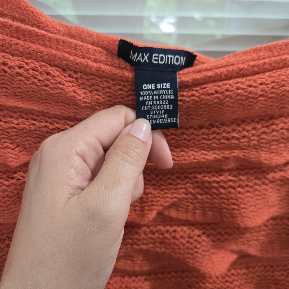 Max Edition Bright Orange Knitwear Poncho One Size Fits All